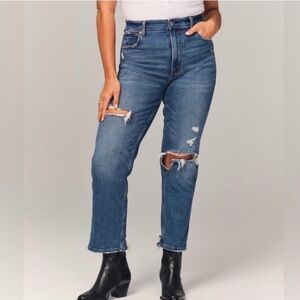 Abercrombie Curve Love Ultra High Rise Ankle Straight Distressed Jeans 27/4S